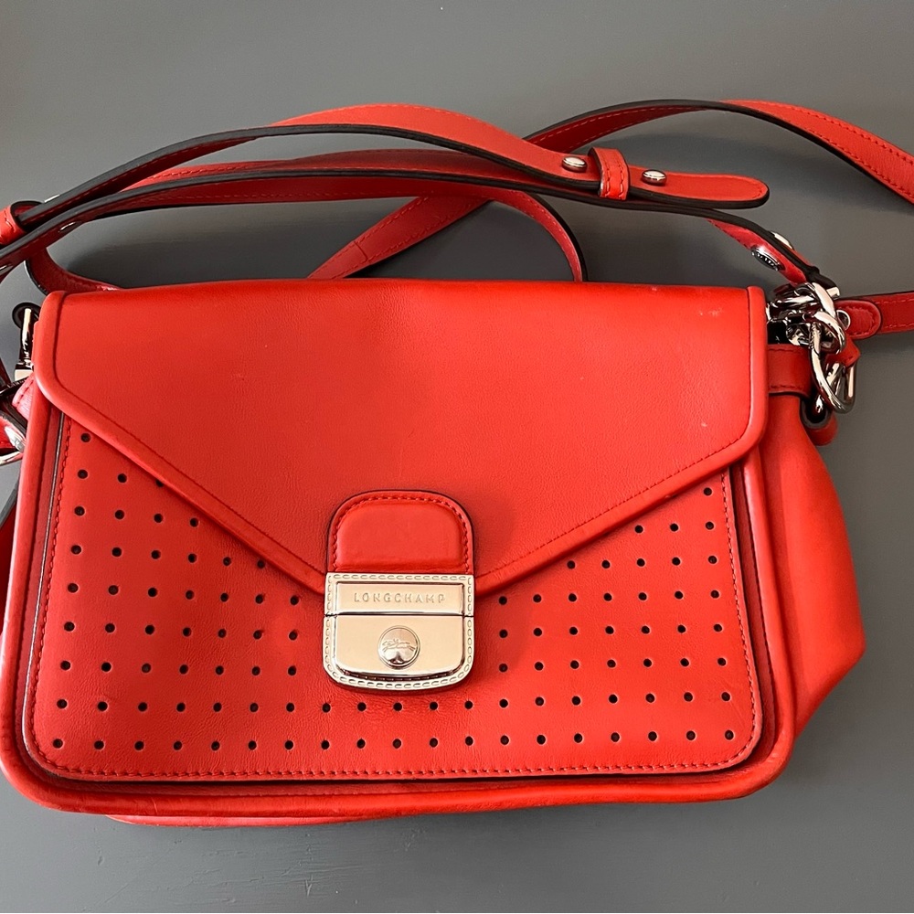 Longchamp new leather bag  gorgeous red